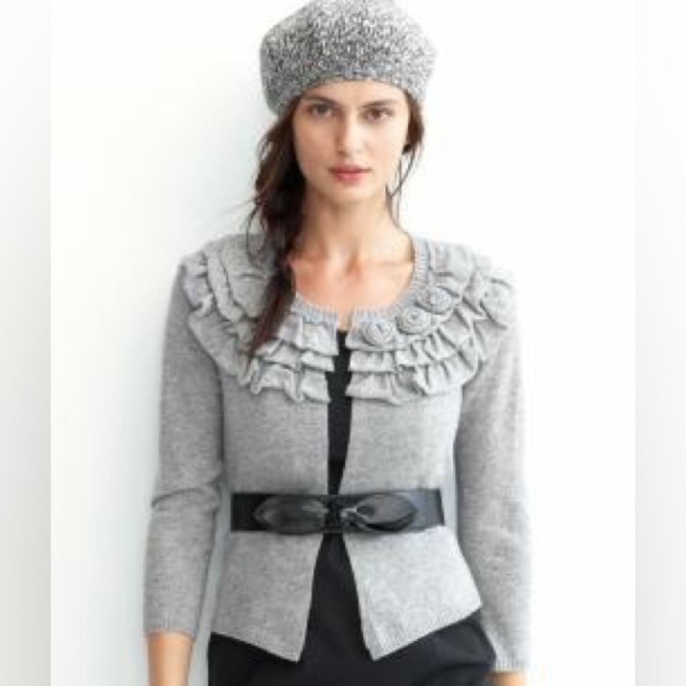 Banana Republic Wool Cashmere Blend Women Ruffle Cardigan Size S